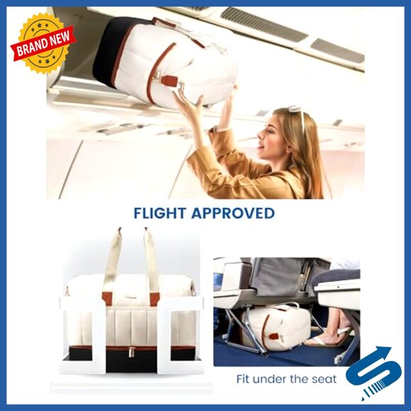 Puffer Travel Duffle Bag with Shoe Compartment, Carry On Weekender - Picture 6 of 6